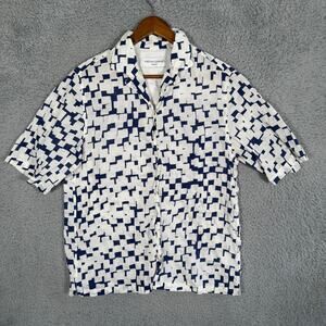 Officine Générale Paris Men's Small Eren Geometric Print Camp Collar Shirt